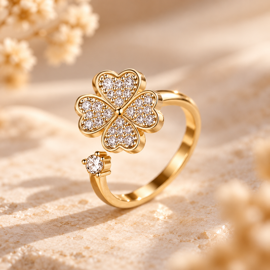 Bague Trèfle Éclat – Rotative & Ajustable