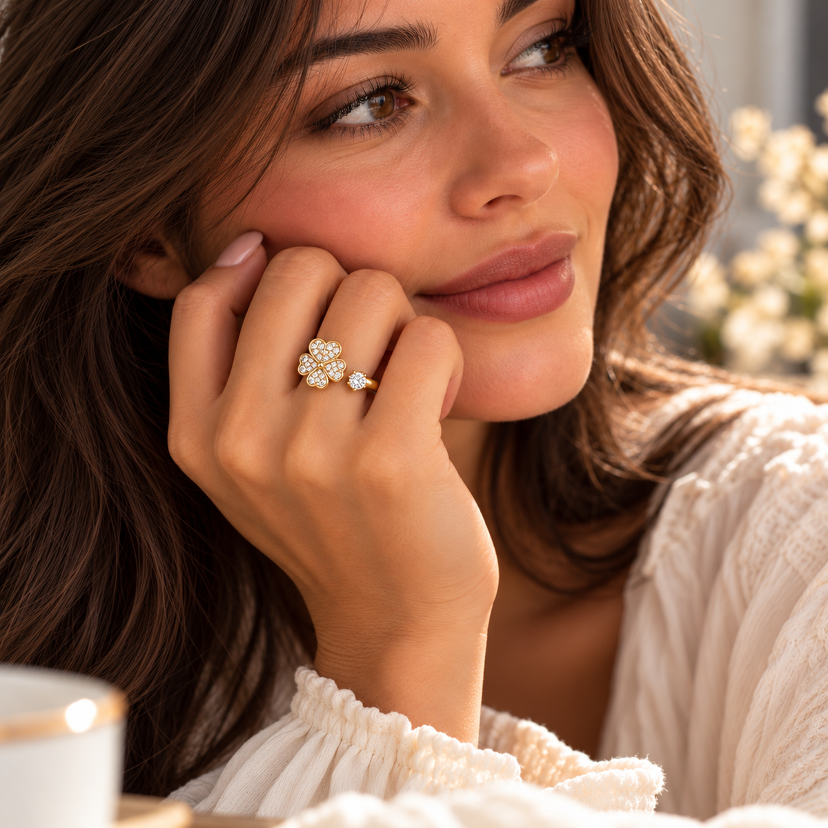 Bague Trèfle Éclat – Rotative & Ajustable